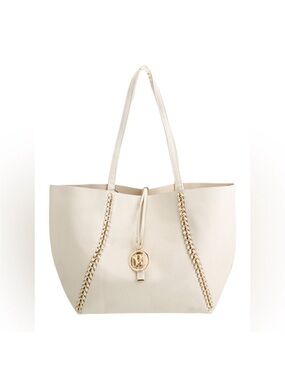 Badgley Mischka Off White Vegan Leather Chain Tote Bag NWT Spacious Tote